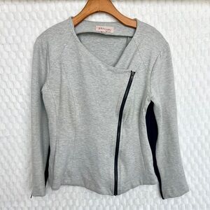 Philosophy Gray Cotton Side Zip-Up Moto Jacket Size Small